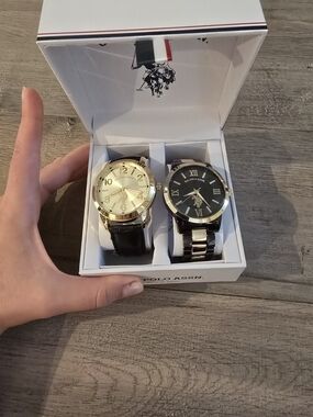 U.S. Polo Assn. Gold and Black Two-Piece Men's Watch Set